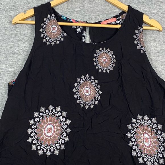 Simply Aster Womens Multicolored Mandala Designed Sleeveless Pulover Blouse 1X - Picture 6 of 11